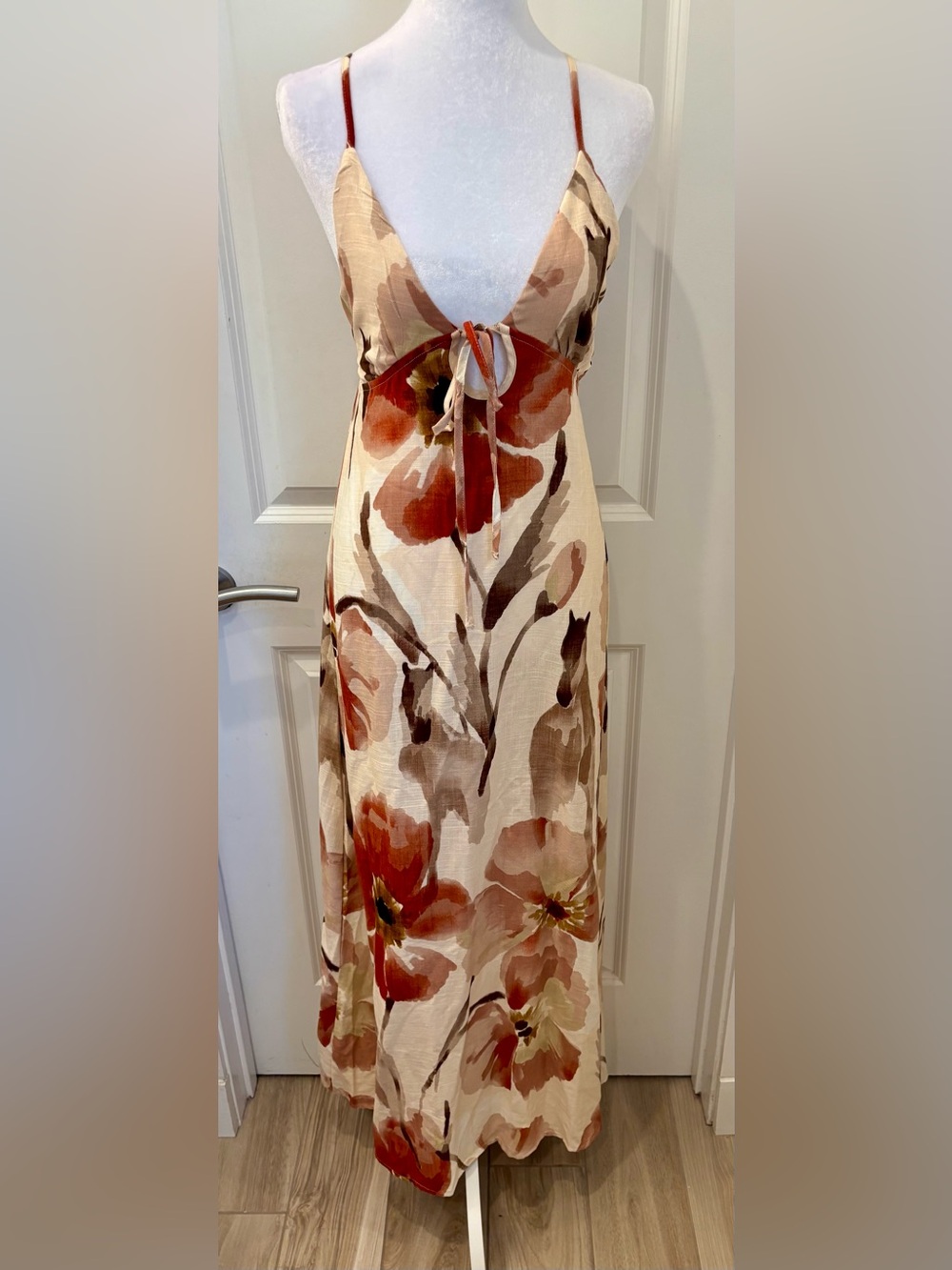 NWT Paper Heart watercolor Horse Floral Tie-Front Maxi Dress - XS
